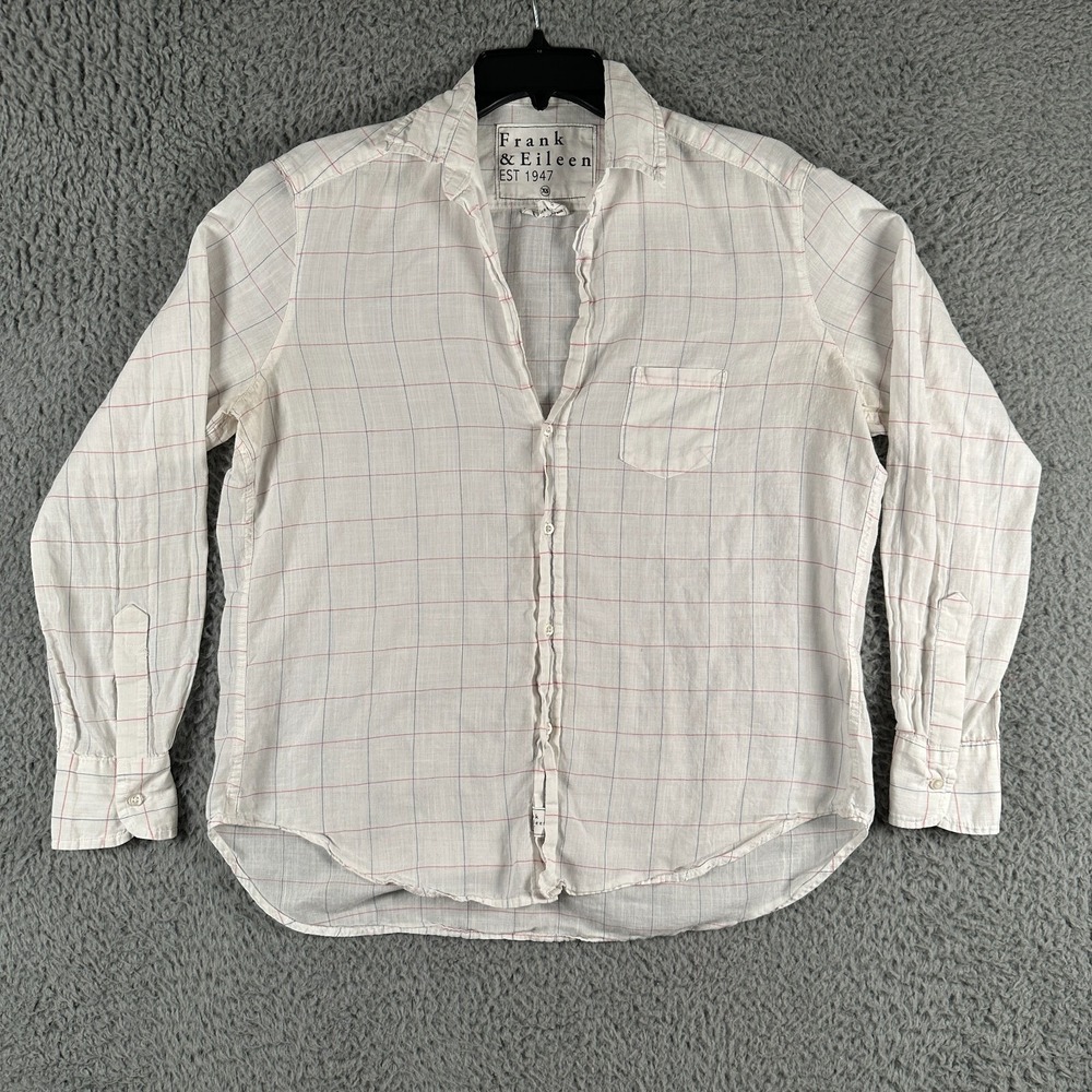 Frank & Eileen Shirt Women's XS‎ White Check Button Front Top "Eileen" Cotton